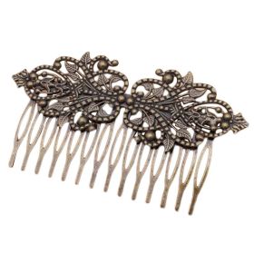 2 Pcs Retro Metal 14 Teeth Side Comb Flower Vine Cirrus Hairpin Decorative Comb, Bronze Hair Pin